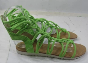 NEW LADIES Neon Green Summer lace up Sandal Back Strap Women Size 7.5 - Imagen 1 de 6