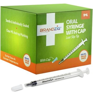 1ml Syringe with Cap 100 Pack | Oral Dispenser Without Needle Luer Slip Tip |... - Picture 1 of 5