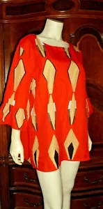 NEW w Tags Top Blouse Colorful Red & Gold Size 4 XL PLUS SIZE Light & Breezy - Picture 1 of 9