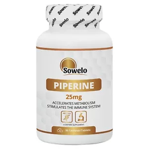 Piperine 25mg Tablets – Metabolism Booster & Immune System Support – Sowelo - Picture 1 of 9