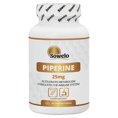 Piperine 25mg Tablets – Metabolism Booster & Immune System Support – Sowelo - Image 1 of 4