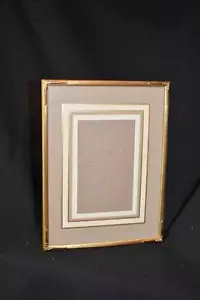 Antique Vintage Brass Motif Applique Corners Matte PICTURE FRAME Photo Easel - Picture 1 of 1