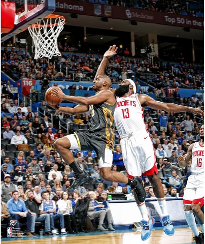 Chris Paul Oklahoma City Thunder Unsigned Lay Up vs. James Harden Photograph Cover