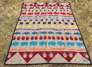 Vintage Beaver State Pendleton Medicine Keeper 77x62 Wool Blanket Colorful Rare - Picture 1 of 19