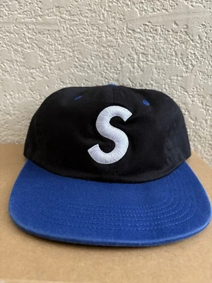 Supreme 2 Tone S Logo 6 Panel Cap Black/Blue - Изображение 1 из 4