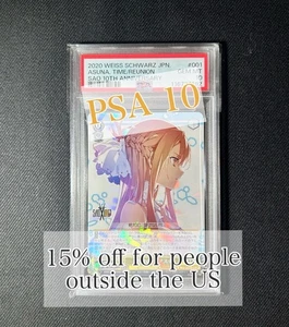 PSA 10 blanco negro SOA sword art online asuna 10th time reunión RR #001 Japón - Imagen 1 de 4