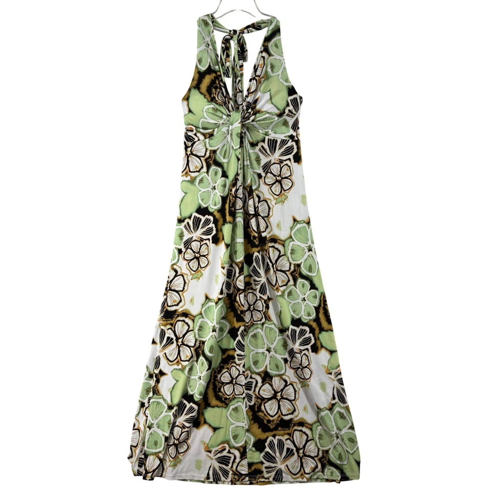 Tiana B. Dress Womens Sz L Maxi Halter Green White Forrest Fairy Goth Whimsigoth - Image 1 of 4