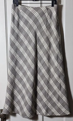 Falda Valerie Stevens Talla 8 Tostado Neutro Marfil Cuadros 100% Lana Midi Academia  Foto 1 de 4