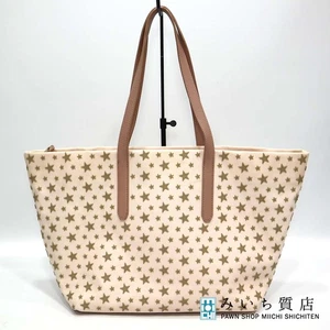 JIMMY CHOO Sophia bag canvas pink beige tote SOFIA 23k359-1 Used - Picture 1 of 10