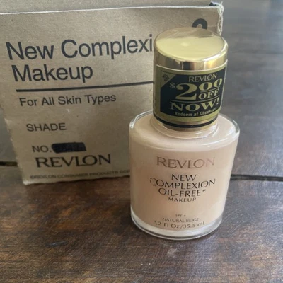 1 REVLON New Complexion Oil-Free NATURAL BEIGE 1.2 oz Makeup Foundation VINTAGE - Image 1 of 4