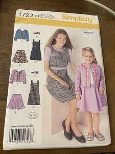 Simplicity Pattern 1723 Little Girls Jumper~Skirt~Jacket & Headband  Sz 3 -6 - Picture 1 of 2