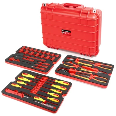 Powerbuilt 50 Pc.1000V Insulated Electricians VDE Tool Set with Case  - 240259 - Image 1 of 4
