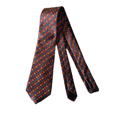 Etro Italy Diamond pattern Men Luxury Brown Necktie Silk - Image 1 of 4