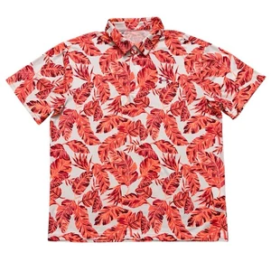 Under Armour The Playoff Polo Shirt Mens XL Short Sleeve Golf Leaf Print Orange - Picture 1 of 6
