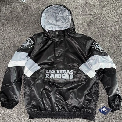 Jaqueta Pulôver Masculina Starter Las Vegas Raiders Meio Zíper Breakaway com Capuz Tamanho M - Imagem 1 de 4