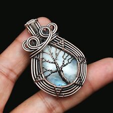 Rainbow Moonstone Copper Wire Wrapped Pendant Jewelry Gift For Her CCP 021