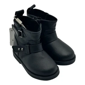 ZARA Moto Boots Baby Toddler Size 22 (US 6) Black Motorcycle Buckles NWT - Picture 1 of 7
