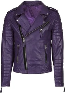 Genuine Lambskin Leather Motorcycle Jacket  Mens Black Leather Biker Jacket - Picture 1 of 33