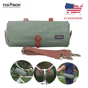 TOURBON Canvas Bicycle Top Tube Pouch Handlebar Bag Shoulder Strap-Special Offer - Picture 1 of 9