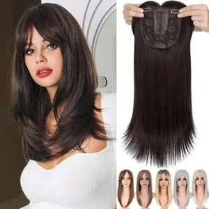 Free Part Lace Base Clip in New Soft AS Human Hair Women Topper Toupee Hairpiece - Picture 1 of 19