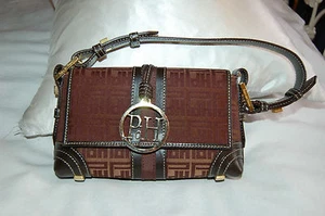 Bolso Cartera Mujer Pedro del Hierro Marrón Tela Cuero Pequeño Monograma Hombro - Imagen 1 de 10