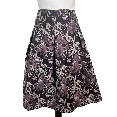 Lane Bryant Skirt Plus size 26 Purple Black Floral Pleated Knee A Line Pockets - Image 1 of 4