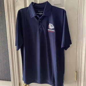 CHAMPION “GONZAGA BULLDOGS” MENS SS 3 BUTTON COLLARED NAVY BLUE SHIRT NWOT SZ LG - Picture 1 of 16
