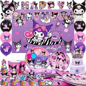 Kuromi Party Decoration Kuromi Girl Birthday Party Supplies Plates Balloons Cup - Picture 1 of 10