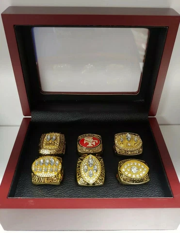 San Francisco 49ers - Super Bowl Champions 6 Ring Set W Box.. Montana Rice Young Cover