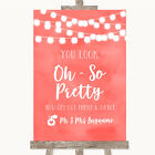 Coral Watercolour Lights Toilet Get Out & Dance Personalised Wedding Sign