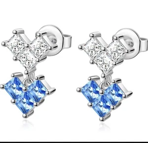 Love Heart Stud Earrings Sterling Silver with Zirconia, Anniversary Valentine's - Picture 1 of 5