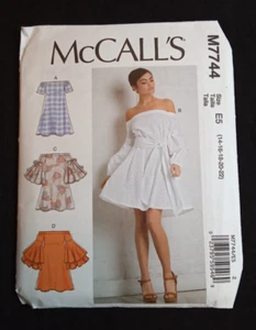 McCALL'S UNCUT Pattern M7744 Size 14-22 Misses Belt Off Shoulder Pullover Dress - Picture 1 of 7
