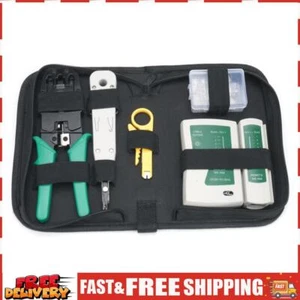 8x RJ45 Crimper Ethernet Network Cable LAN Tester Tool Kit Crimp Plier Stripper - Afbeelding 1 van 4