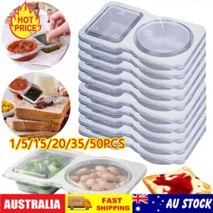 Reusable Snack Containers with Lids, New Double Compartment Condiment Container. - Picture 1 of 24