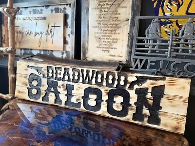 **Free shipping** Western, Carved Wood, Western Style Sign, 42”L  X 10”, Torched - Image 1 of 4