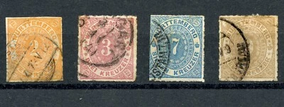 KMC4076-Germany-Wurttemberg #48-51, Numerals, 1865-8, U,FFVF, CV$199.10 - Image 1 of 2