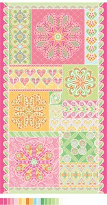 Benartex Amanda Murphy Free Motion Fantasy 2 Heart Panel Rose 24" x 43" Fabric - Picture 1 of 2