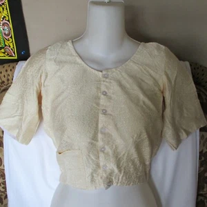 CREMA filo di seta choli FANTASTICA CAMICETTA per pantaloni gonna SARI TOP 34" TAGLIA BUSTO - Foto 1 di 2