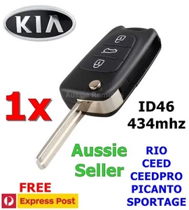 Kia Rio Ceed CeedPro Picanto Sportage 3 Button Remote 433mhz w/ ID46 Chip - Picture 1 of 1