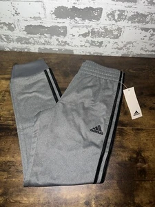 NWT! adidas Boys 8-20 Elastic Waistband Heather 3 Stripe Tricot Joggers M gray - Picture 1 of 8