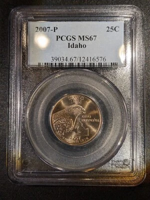 2007-p PCGS MS-67 Idaho Washington State Quarter Key Date Tough Coin - Image 1 of 2