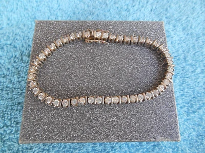 PULSERA TENIS VINTAGE CHAPADA EN ORO BLANCO 7" Foto 1 de 4