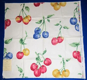 Muestra de tela esmaltada clara de algodón cerezas blanco rosa azul SCHUMACHER 27" NUEVO - Imagen 1 de 1