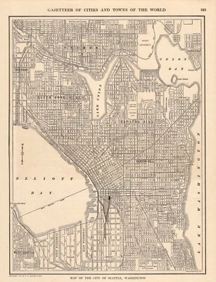 1911 Antique SEATTLE Street Map City Map of Seattle Washington Wall Decor #1996 - Image 1 of 4