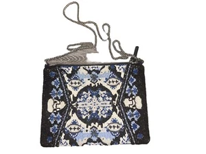 Bandolera Chico's con correa de cadena con cuentas tonos azules cierre de cremallera talla 8H X 10L - Imagen 1 de 10