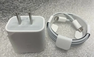 Genuine 20W USB-C Fast Charger Adapter & USB-C Lightning Cable 1m(3ft) iPhone - Picture 1 of 4