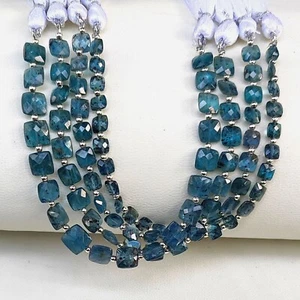 Natural Gem Indigo Green Kyanite Multiple Size Cushion Cut Beads 7" Strand - Picture 1 of 8