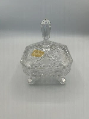 Caramelo cubierto y con patas de cristal de plomo cortado a mano vintage de Alemania Occidental Foto 1 de 4