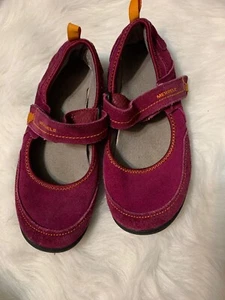 Merrell, purple Leather, Kids Junior 4.5 Mary Jane style Flats - Picture 1 of 7