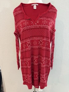 Victoria’s Secret Red White Thermal Christmas holiday Sleep  Nightgown Sz Small - Picture 1 of 4